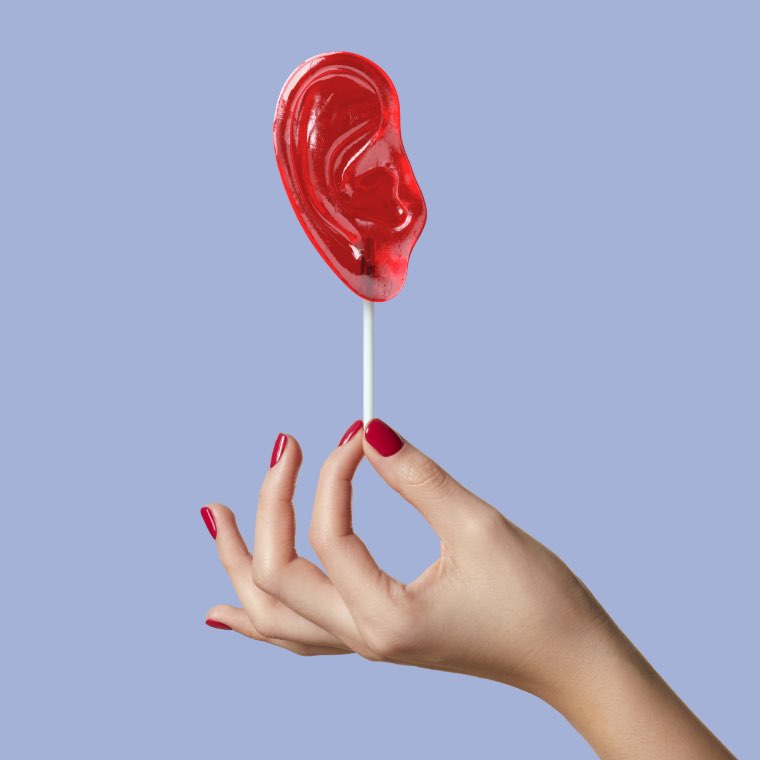 Ear shaped lollypop